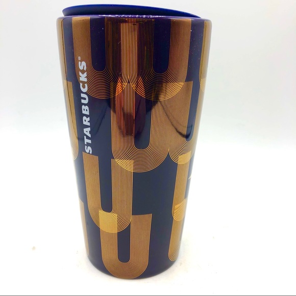 Starbucks Kitchen Starbucks Ceramic Travel Tumbler 2 Oz Purple Gold